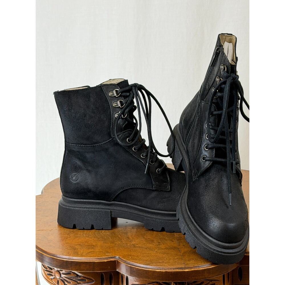 NIB Casta Xenon Black Suede Leather Lace Up Moto Boot EU 39 # 0365